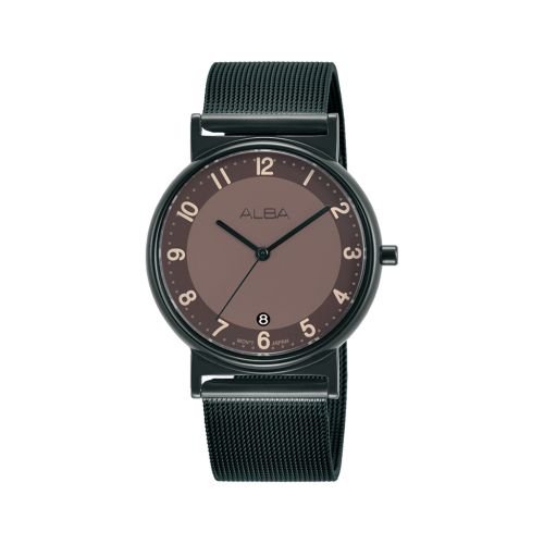 ساعة يد ألبا حريمي فاشون سوار استانلس ستيل ، مينا أحمر بني غامق AG8M49X1