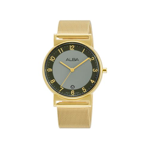 ساعة يد ألبا حريمي فاشون سوار استانلس ستيل مينا أخضر رمادي AG8M54X1