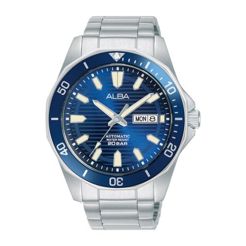 ساعة يد ألبا رجالي أكتيف سوار استانلس ستيل مينا لون أزرق AL4453X1