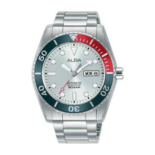 ساعة يد ألبا رجالي أكتيف سوار استانلس ستيل مينا سيلفر فاتح AL4295X1