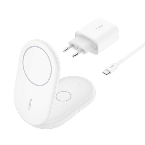 Belkin BoostCharge 2 in 1 Wireless Charging Stand 15 Watt Magnetic White