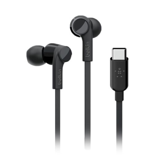 Belkin USB-C Wired Earbuds with Adjustable Volume Limiter Black