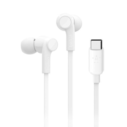 Belkin USB-C Wired Earbuds with Adjustable Volume Limiter White