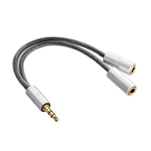 HAMA AluLine Jack Adapter 3.5mm Plug - 2x 3.5mm Socket Jack Stereo Silver HAMA80857