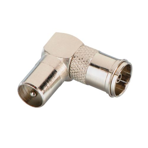 HAMA Antenna Adapter Coax Plug - Coax Socket 90° Silver HAMA122458