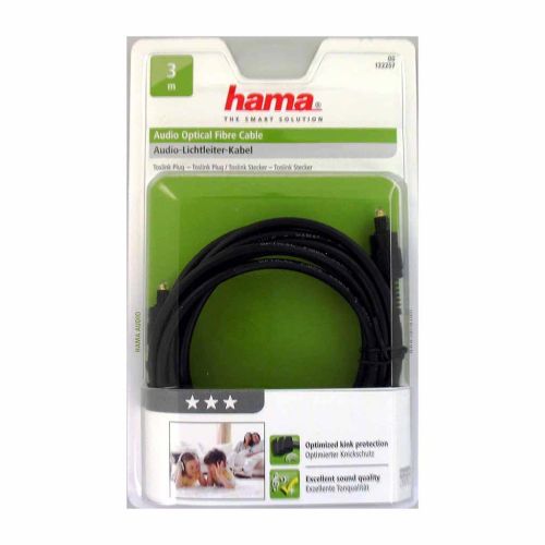 HAMA Audio Optical Fibre Cable ODT Toslink Plug Gold-plated 3m Black HAMA122257