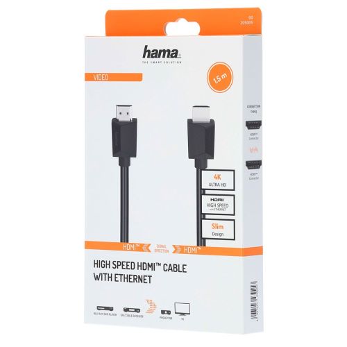HAMA High Speed HDMI™ Cable Plug-Plug Ethernet 1.5m Black HAMA205005