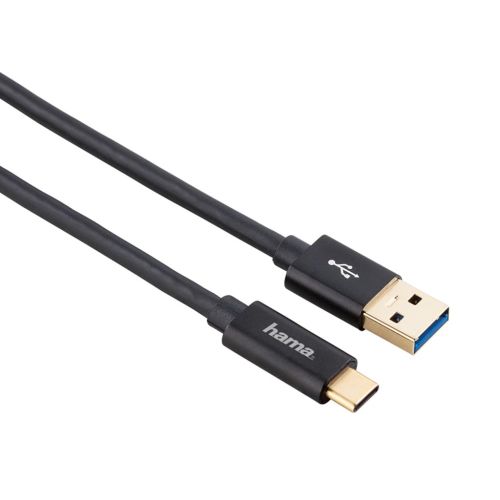 HAMA USB-C Cable, USB3.1 Gen2, USB-C Plug - USB-A Plug, 10Gbit/s, 1m, Black HAMA135715