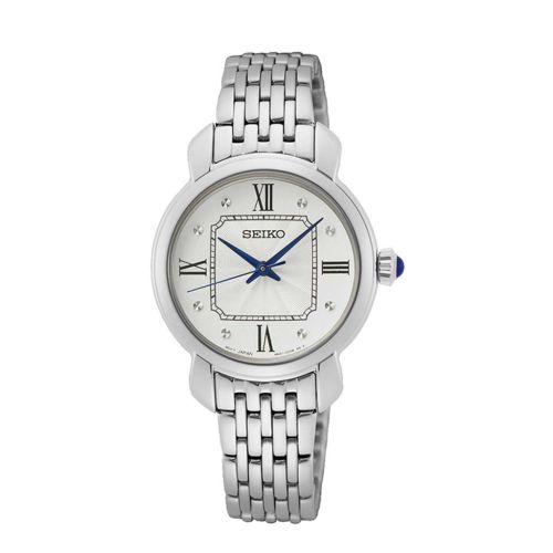 ساعة يد سيكو حريمي كوارتز سوار استانلس ستيل مينا لون سيلفر SUR497P1