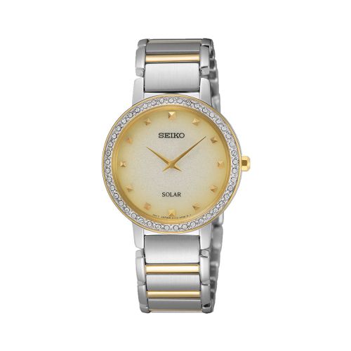 ساعة يد سيكو حريمي سولر سوار استانلس ستيل مينا لون ذهبي SUP448P1