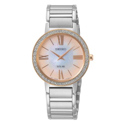 ساعة يد سيكو حريمي سولر سوار استانلس ستيل مينا روز جولد SUP432P1