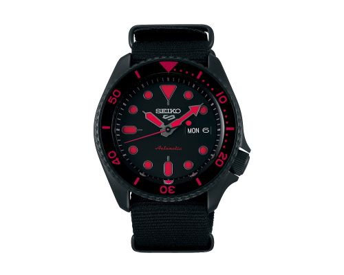 ساعة يد سيكو رجالي 5SPORTS سوار قماش أسود ، مينا لون أسود SRPD83K1