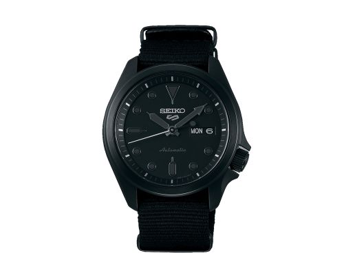 ساعة يد سيكو رجالي 5SPORTS سوار قماش أسود ، مينا لون أسود SRPE69K1