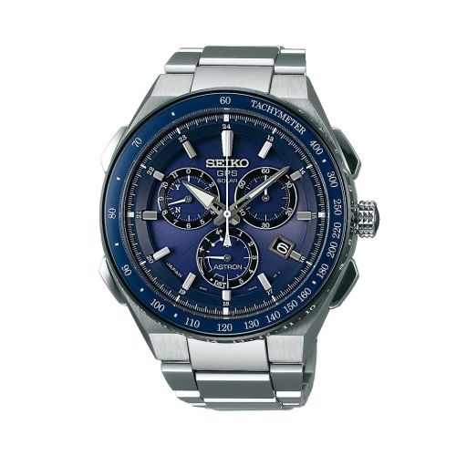 ساعة يد سيكو رجالي استرون سوار استانلس ستيل ، مينا لون أزرق SSE127J1