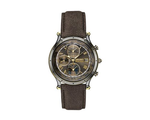 ساعة يد سيكو رجالي كرونوغراف سوار جلد بني ، مينا بني SPL062P1