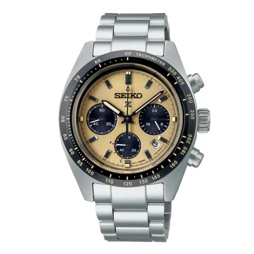 ساعة يد سيكو رجالي بروسبكس سوار استانلس ستيل مينا لون بيج SSC817P1