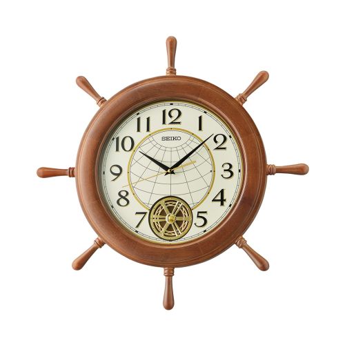 ساعة حائط سيكو برواز خشب مزودة ببندول QXC242B