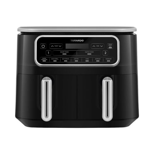 قلاية هوائية بدون زيت تورنيدو طهي مزدوج 2500 وات 8 لتر ديجيتال أسود × سيلفر THF-2508DU-BS