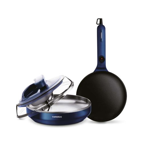 صانع الكريب و البان كيك تورنيدو 700 وات وعاء للخلط  ازرق TPC-700